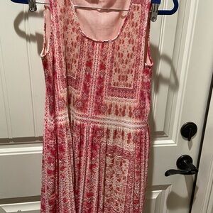Jane and Delancey Pink and White Midi Sundress